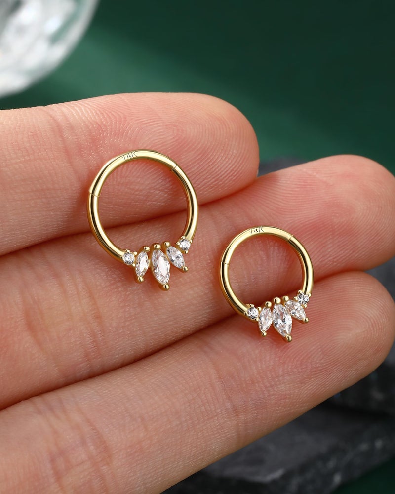 COCHARM 14K Gold Septum Rings 14K Yellow Gold Septum Piercing Jewelry 16g Septum Clicker 14kt Real Gold Daith Earrings Solid Gold Daith Piercing 8mm 14K Gold Daith Jewelry for Women Men - Image 4